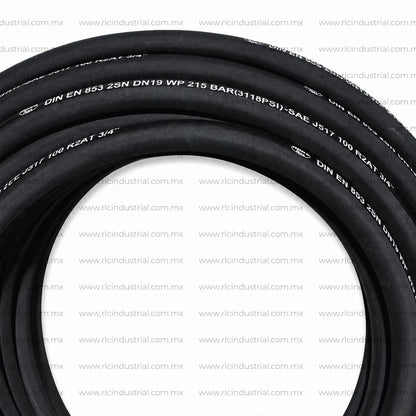 Manguera Hidráulica (12) 3/4" SAE 100 R2AT / EN 853 2SN Alta Presión 3118 PSI 2 Mallas HYDRA FLOW RLC
