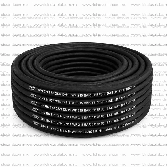Manguera Hidráulica (12) 3/4" SAE 100 R2AT / EN 853 2SN Alta Presión 3118 PSI 2 Mallas HYDRA FLOW