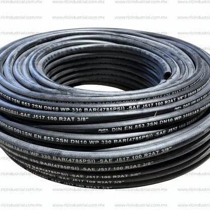 Manguera Hidráulica (06) 3/8" SAE 100 R2AT 2SN 4785 Psi. Cubierta Lisa - 2 Mallas HYDRA FLOW RLC