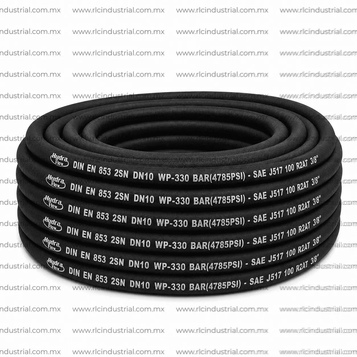Manguera Hidráulica (06) 3/8" SAE 100 R2AT / EN 853 2SN Alta Presión 4785 PSI 2 Mallas HYDRA FLOW RLC