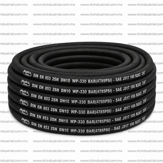 Manguera Hidráulica (06) 3/8" SAE 100 R2AT / EN 853 2SN Alta Presión 4785 PSI 2 Mallas HYDRA FLOW