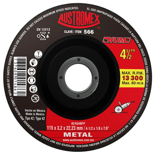 Disco abrasivo para corte de metal de 115 x 3.2 x 22.23 mm AUSTROMEX