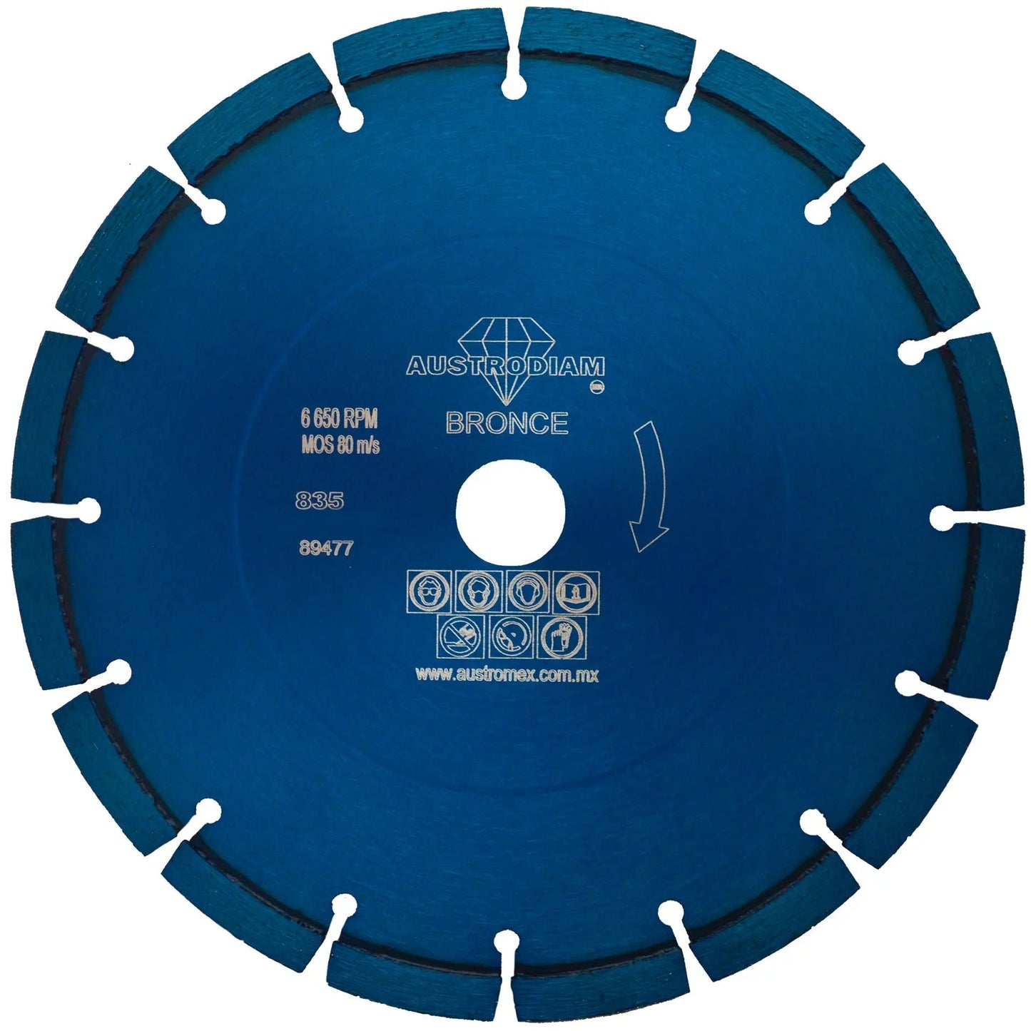 Disco de diamante de 230 x 2.8 x 22.23 mm para corte de materiales de construcci¢n en general como concreto, ladrillo, m rmol y otras piedras naturales, excepto granito y cantera ÿ AUSTROMEX