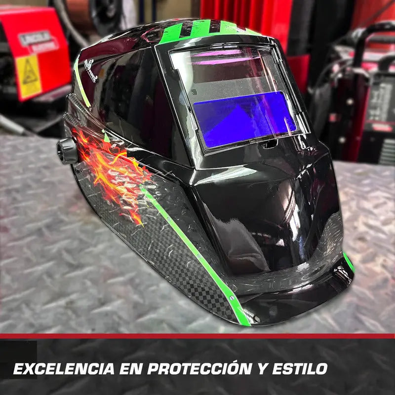 Careta Electrónica Lincoln Electric Red Force Mr Nitro Color Negro Pro Weld Industrial