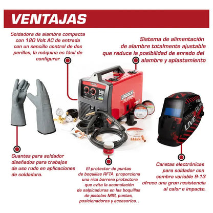 Soldadora Easy Mig 140 Ready Pack Lincoln Electric Rf58166 Rojo LINCOLN ELECTRIC