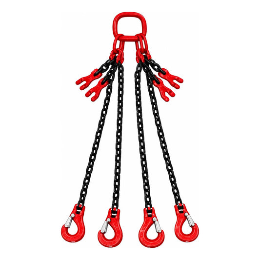 Eslinga De Caden 4 Ramales Para Grua 1/4 X 8 Pies Grado 80 Negro