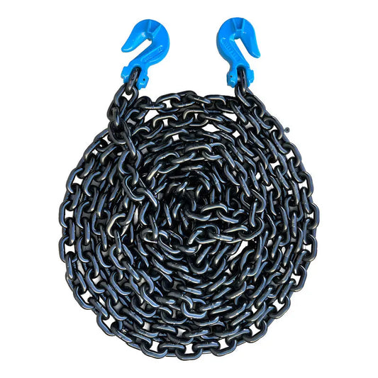 Cadena Negra Con Ganchos Azules 5/16 X 20 Pies Grado 100 Negro PW INDUSTRIAL