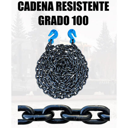 Cadena Negra Con Ganchos 3/8 X 20 Pies Grado 100 Negro PW INDUSTRIAL