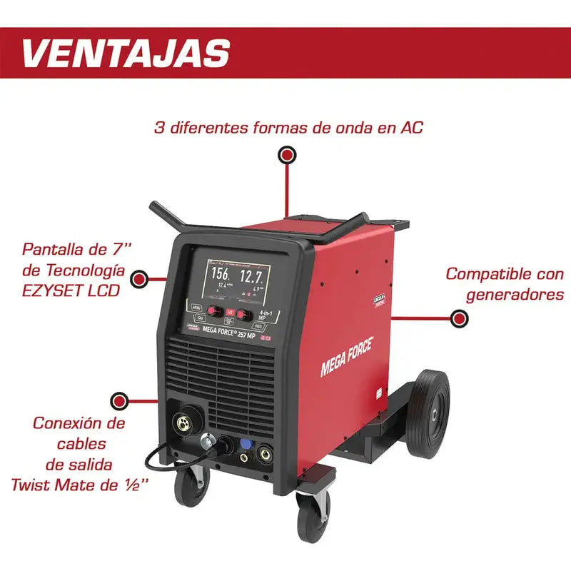 Maquina Multiprocesos Mega Force 257 Mp De Lincoln Electric - Rojo RLC INDUSTRIAL SUPPLY