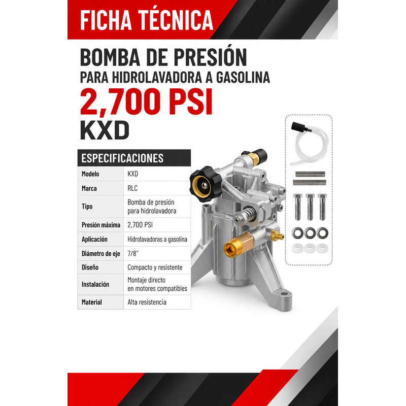 Bomba De Presion Para Hidrolavadora A Gasolina 2,700 Psi Plateado