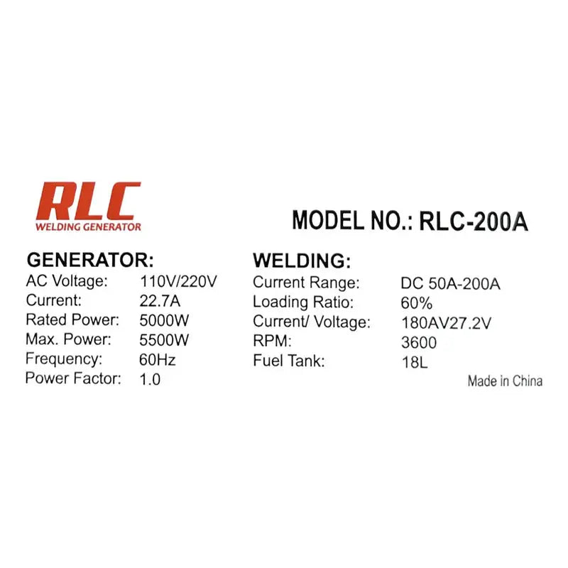 Soldadora Generador De 200 Amps 110/220v Rojo RLC