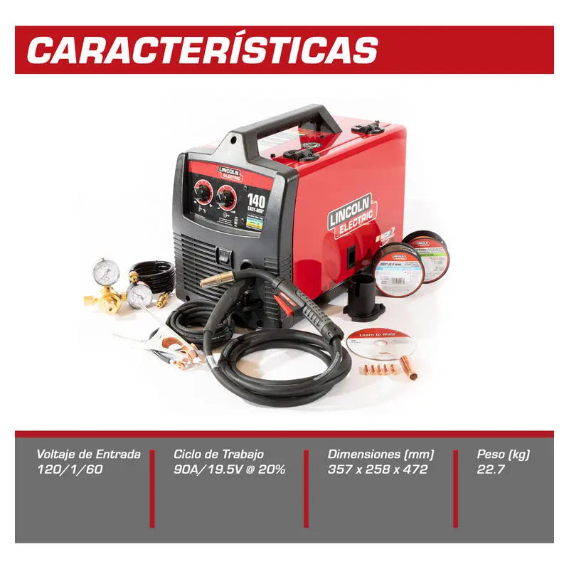 Soldadora Easy Mig 140 Ready Pack Lincoln Electric Rf58166 Rojo LINCOLN ELECTRIC