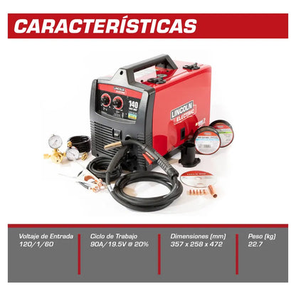 Soldadora Easy Mig 140 Ready Pack Lincoln Electric Rf58166 Rojo