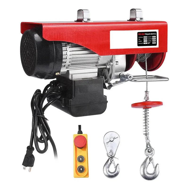 Polipasto Eléctrico De Carga De 300kg/600kg 12m 110v Rojo 2 PW INDUSTRIAL
