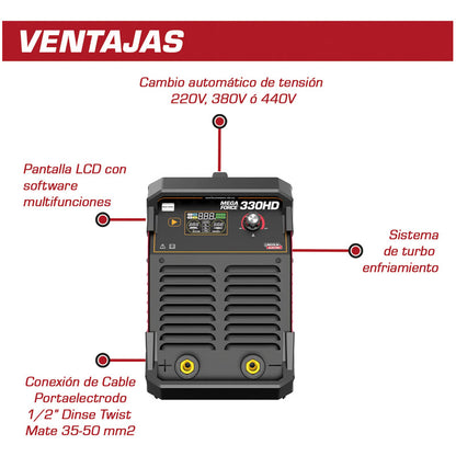 Soldadora Mega Force Inverter 330 Hd Lincoln Elect K69006-13 Rojo