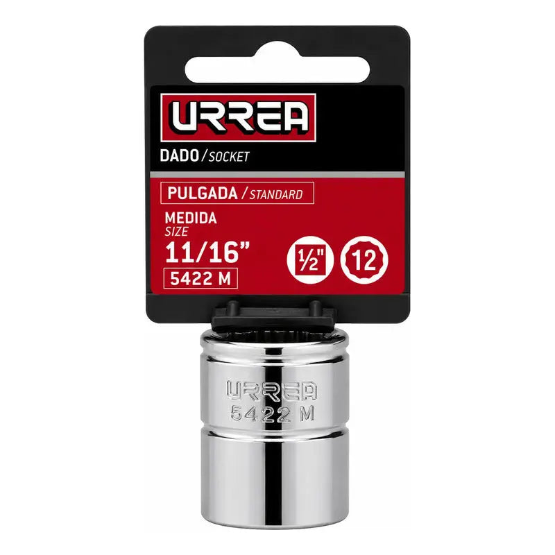 Dado Cuadro De 1/2 , 12 Puntas, En Pulgadas, 11/16  Plateado URREA