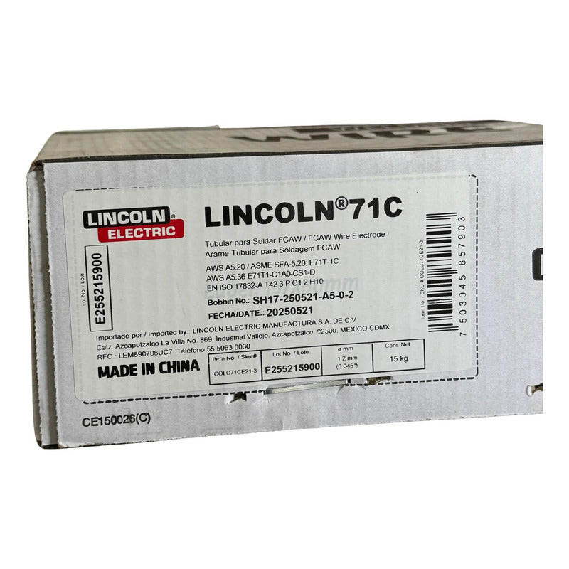 Micro Alambre Tubular 71c 15 Kg .045  Lincoln Electric Gris LINCOLN ELECTRIC