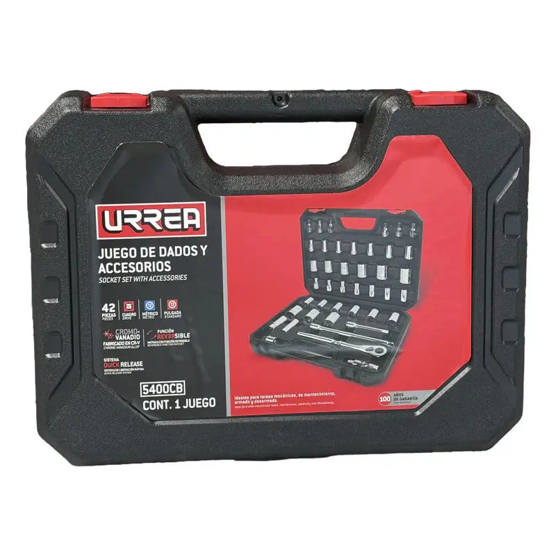 Juego Dados Y Accesorios 5400cb Cuadro 1/2 Combinado, 42 Pz URREA