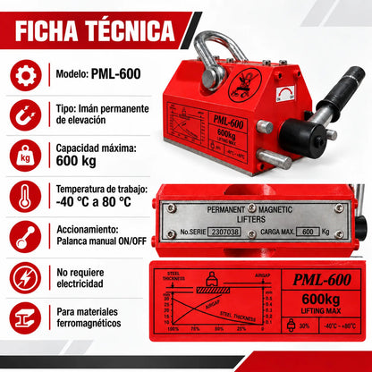 Imán Elevador Industrial Magnético Neodimio 600 Kg RLC