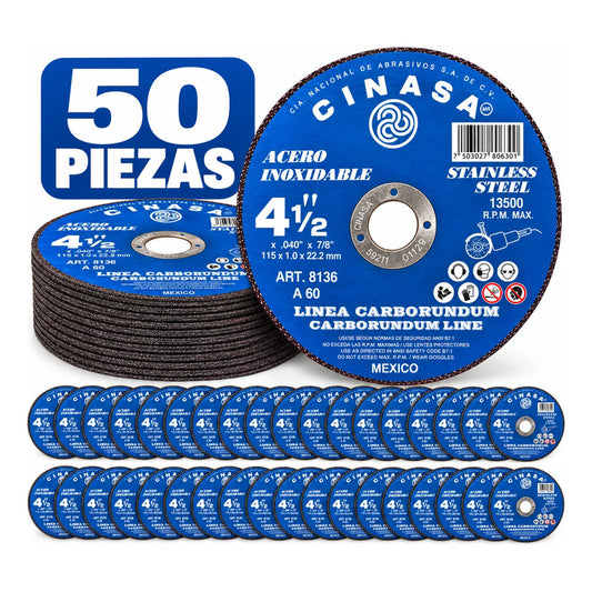 Discos Corte 41/2 Inoxidable Cinasa Carborundum 8136 Azul