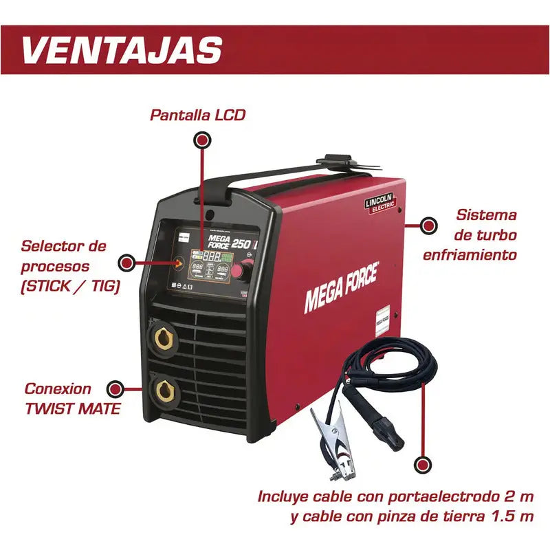 Inversor Para Soldar Mega Force 250 Id De Lincoln Electric Rojo LINCOLN ELECTRIC