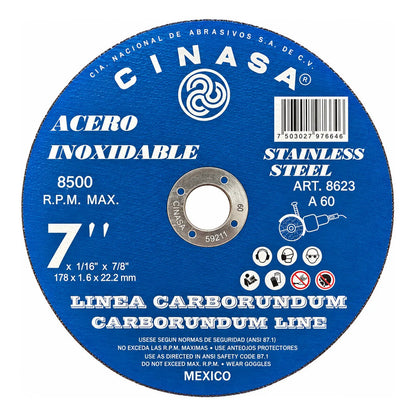 Disco Corte De Metal Y Acero Inoxidable 7 Cinasa 8623 20pz Azul