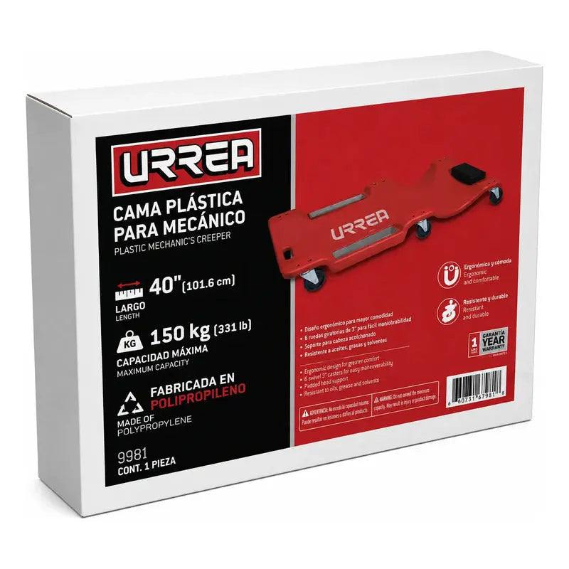 Cama Para Mecánico Plástica, 6 Ruedas Giratorias, 40 RLC INDUSTRIAL SUPPLY