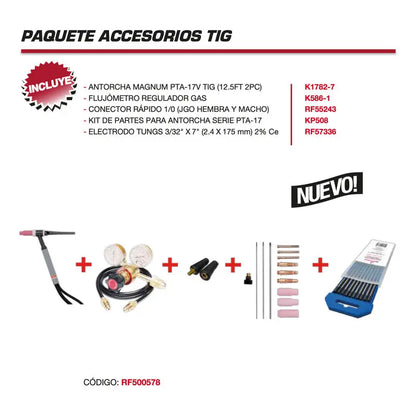 Paquete Kit De Accesorios Tig 17v Lincoln Electri (rf500578) Azul LINCOLN ELECTRIC
