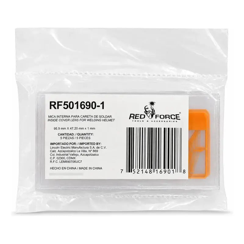 Mica Interna Para Careta Red Force Rf501690 Paq. 5 Piezas Color Transparente RLC INDUSTRIAL SUPPLY