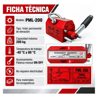 Imán Elevador Industrial Magnético Neodimio 200 Kg RLC