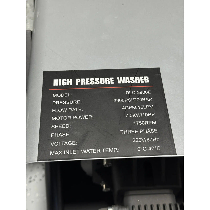 Hidrolavadora Electrica Industrial 4,000 Psi 220v 3 Fase Rlc Gris