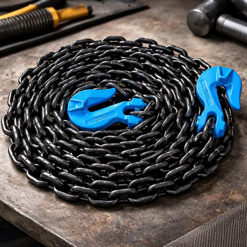 Cadena Con Ganchos 5/8 X 20 Pies Grado 100, Cap. 10 Ton Negro