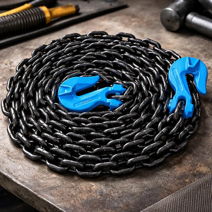 Cadena Con Ganchos 5/8 X 20 Pies Grado 100, Cap. 10 Ton Negro