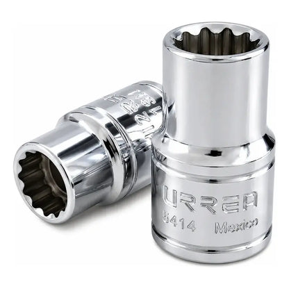 Dado Cuadro De 1/2 , 12 Puntas, Métrico, 14 Mm Plateado URREA