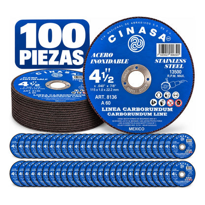 Discos Corte 41/2 Inoxidable Cinasa Carborundum 8136 Azul Oscuro