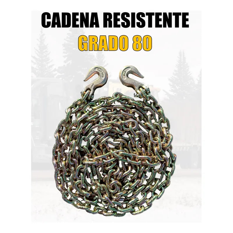 Cadena Con Ganchos 3/8  X 20 Pies Grado 80 Amarillo