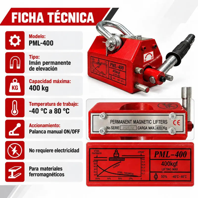 Imán Elevador Industrial Magnético Neodimio 400 Kg RLC