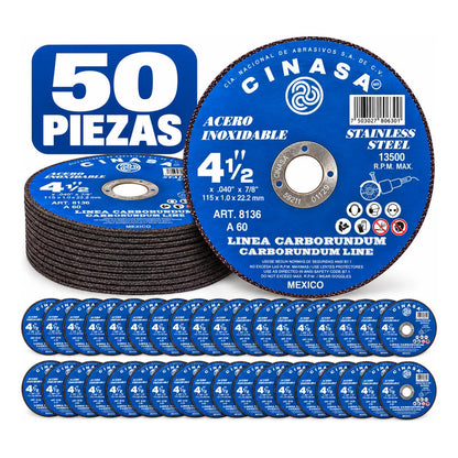 Discos Corte 41/2 Inoxidable Cinasa Carborundum 8136 Azul