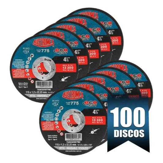 Disco Para Corte De Acero Inox Austromex 775 115mm 100pz Color Azul Negro