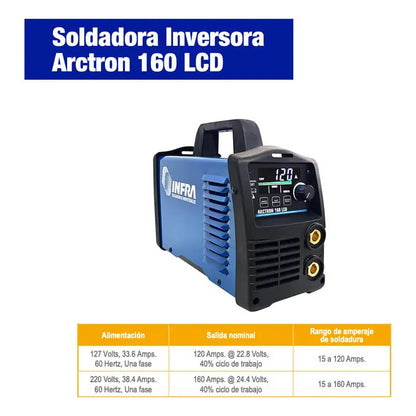Soldadora Inversora Infra Arctron 160 Lcd Azul RLC INDUSTRIAL SUPPLY
