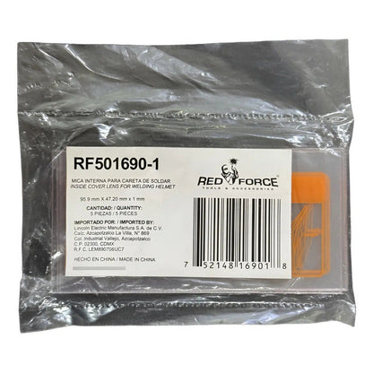 Mica Interna Para Careta Red Force Rf501690 Paq. 5 Piezas Transparente Pro Weld Industrial