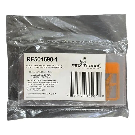 Mica Interna Para Careta Red Force Rf501690 Paq. 5 Piezas Transparente Pro Weld Industrial