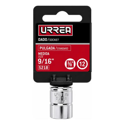 Dado Cuadro De 3/8 , 12 Puntas, En Pulgadas, 9/16  Plateado URREA