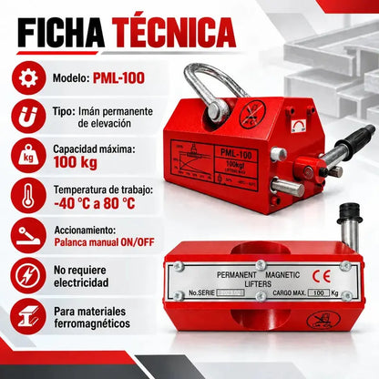 Imán Elevador Industrial Magnético Neodimio 100 Kg RLC