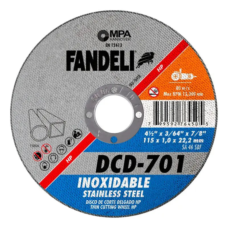 Disco De Corte Delgado 4-1/2 PLG Fandeli 76450 50 Pz RLC INDUSTRIAL SUPPLY