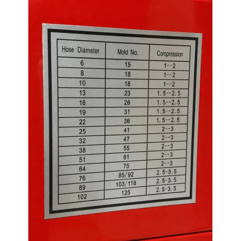 Crimpadora Para Mangueras Hidraulicas 1/4 - 4 (220 V) Rojo RLC