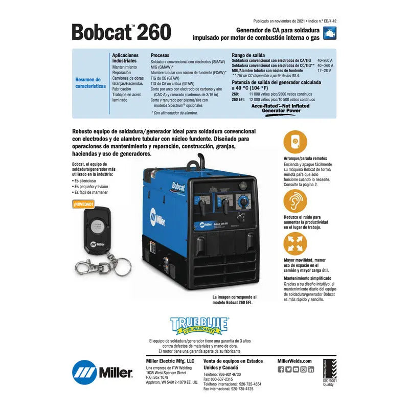 Generador Miller Bobcat 260 MILLER