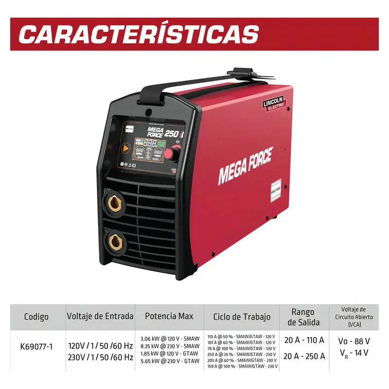 Inversor Para Soldar Mega Force 250 Id De Lincoln Electric Rojo LINCOLN ELECTRIC