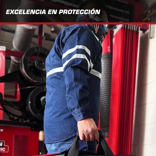 Camisola Para Soldador Mezclilla Reflejante 100% Algodon Azul RED FORCE