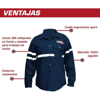 Camisola Para Soldador Mezclilla Reflejante 100% Algodon Azul RED FORCE